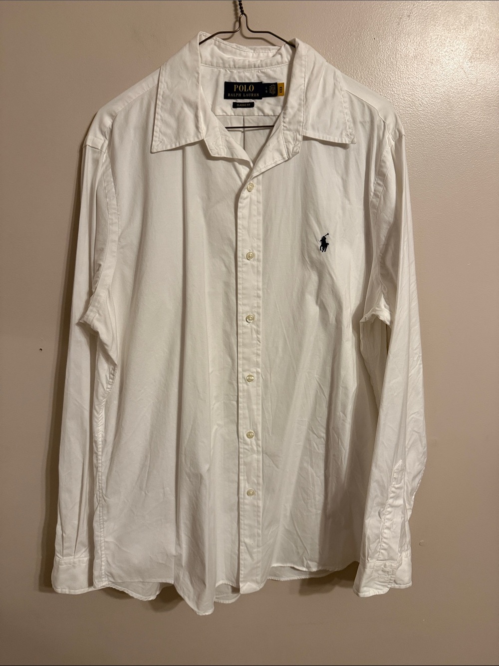 Polo Ralph Lauren Casual Button Up White Preppy Size Large Classic Fit Pony